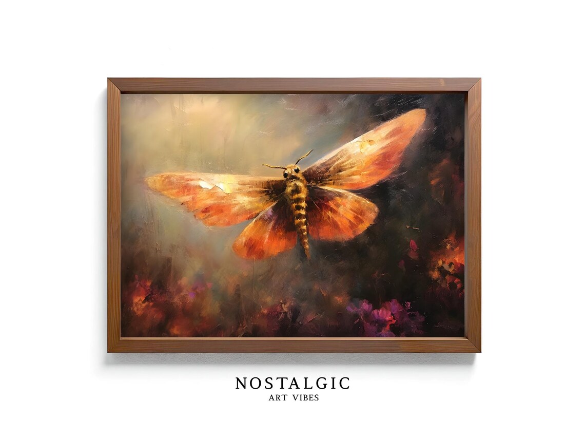 Mystical Moth Painting, Dark Academia Art Print