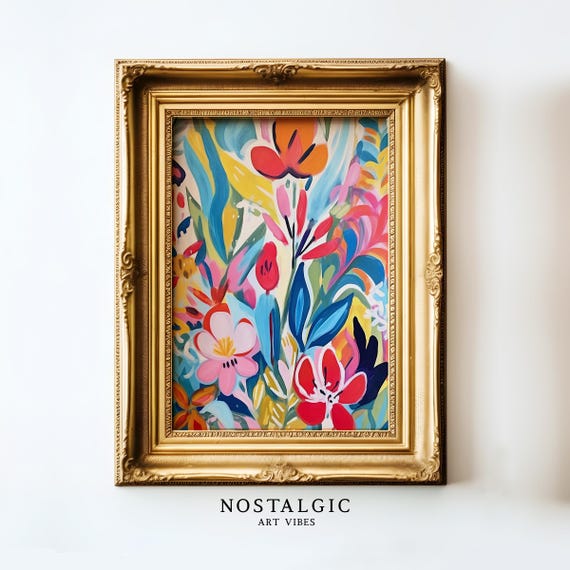 Abstract Matisse Style Painting Abstract Colorful Flowers Painting Spring Matisse Style Flower Print Splash Of Color Art