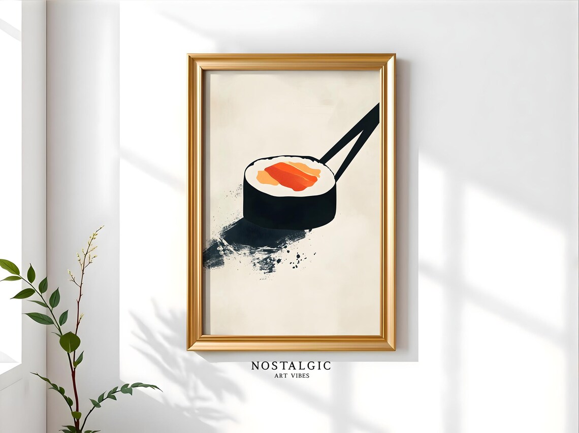 Sushi Poster, Japanese Food Minimalist Kitchen Art