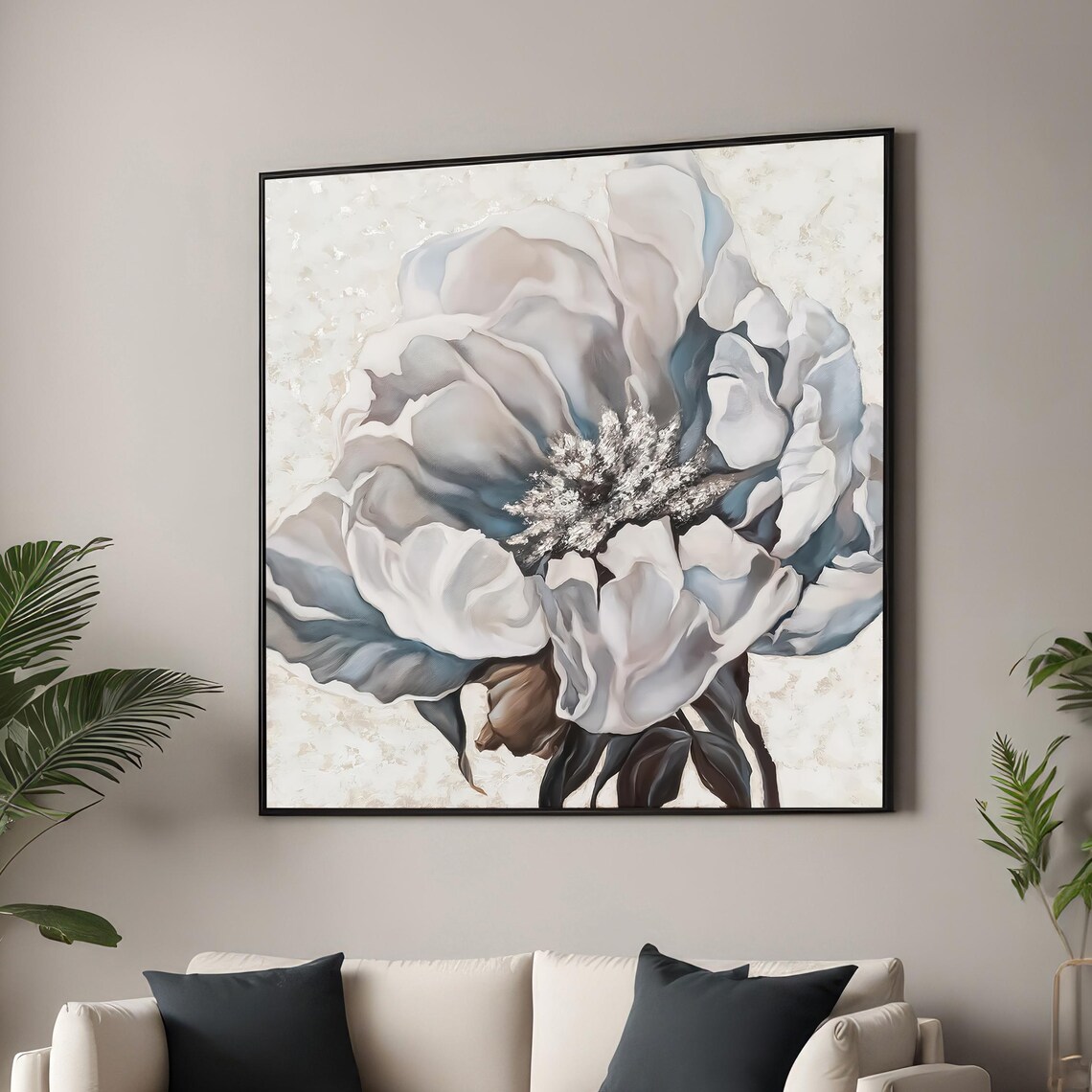 Soft White Flower, Modern Floral Wall Art