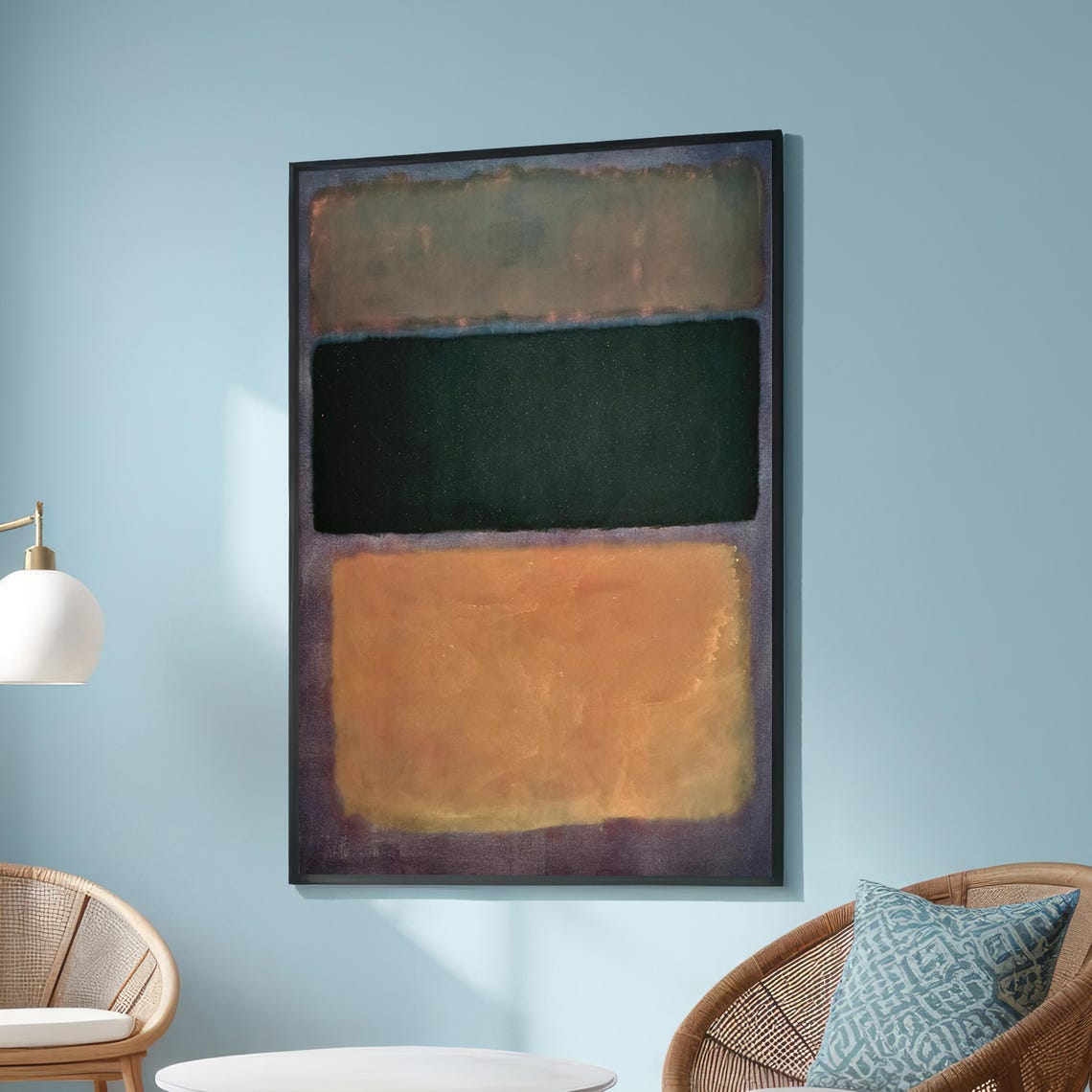 Mark Rothko Inspired Green Beige Tan Color Block Abstract Poster