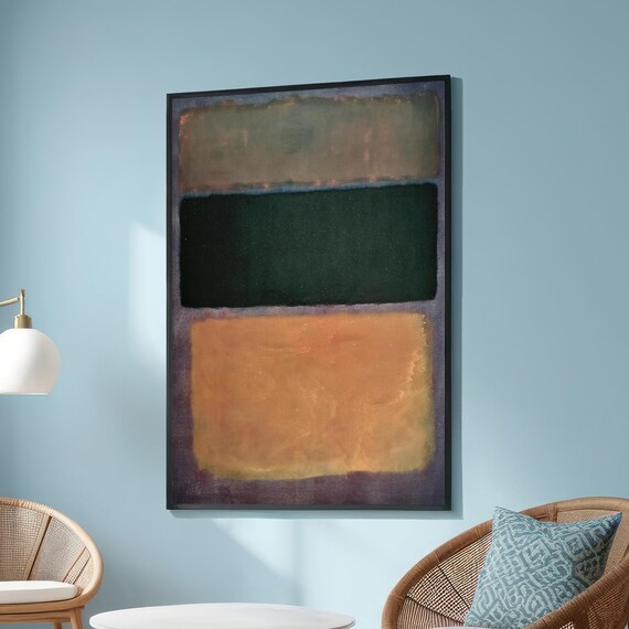Mark Rothko Inspired Abstract Green And Beige Color Block Painting Large Minimalist Canvas Art For Modern Living Room Wall Decor