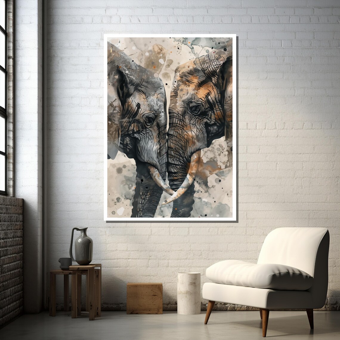 Elephant Love Watercolor Art Print, African Wildlife - Image 2