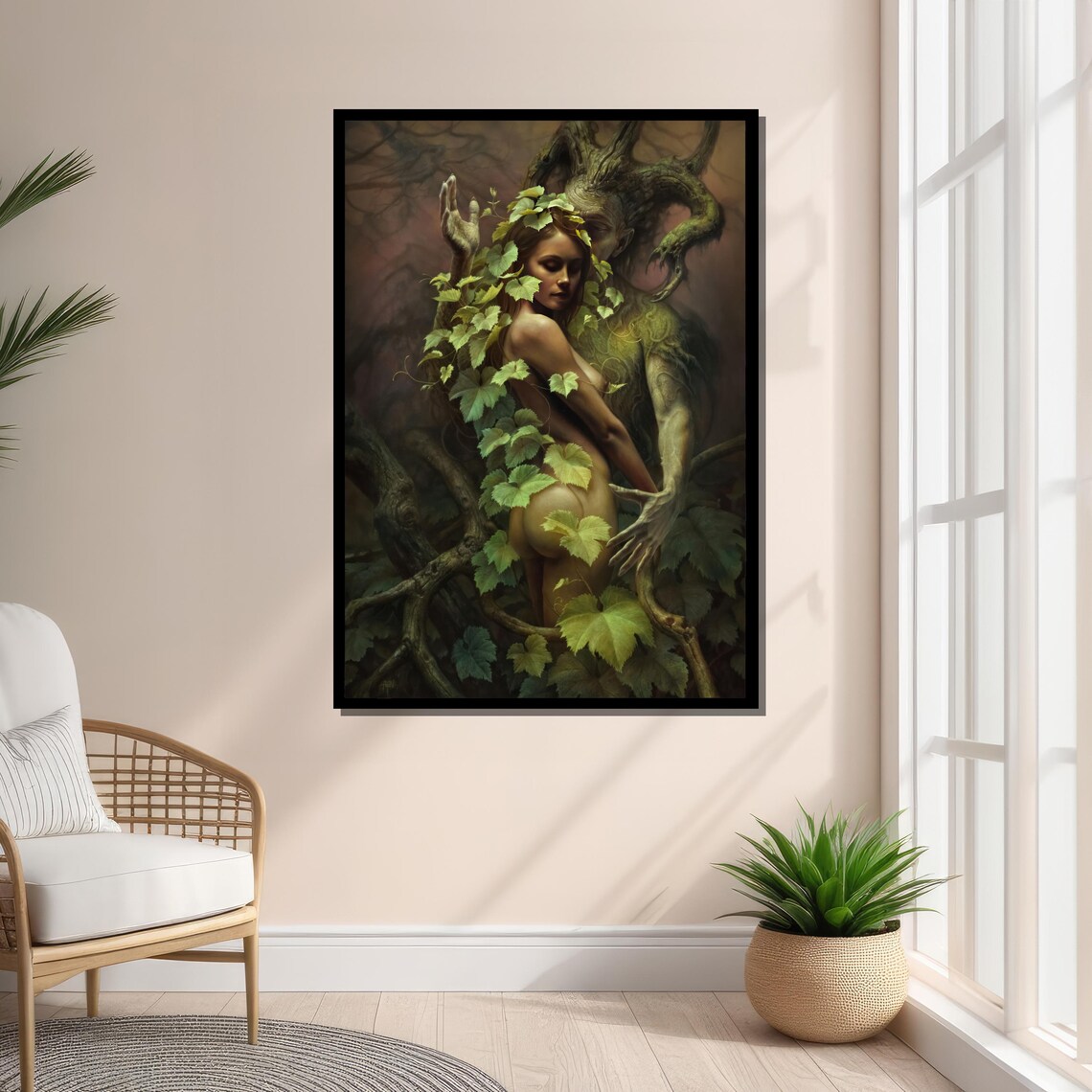 Surreal Nude Woman With Forest Spirit Fantasy Art - Image 3