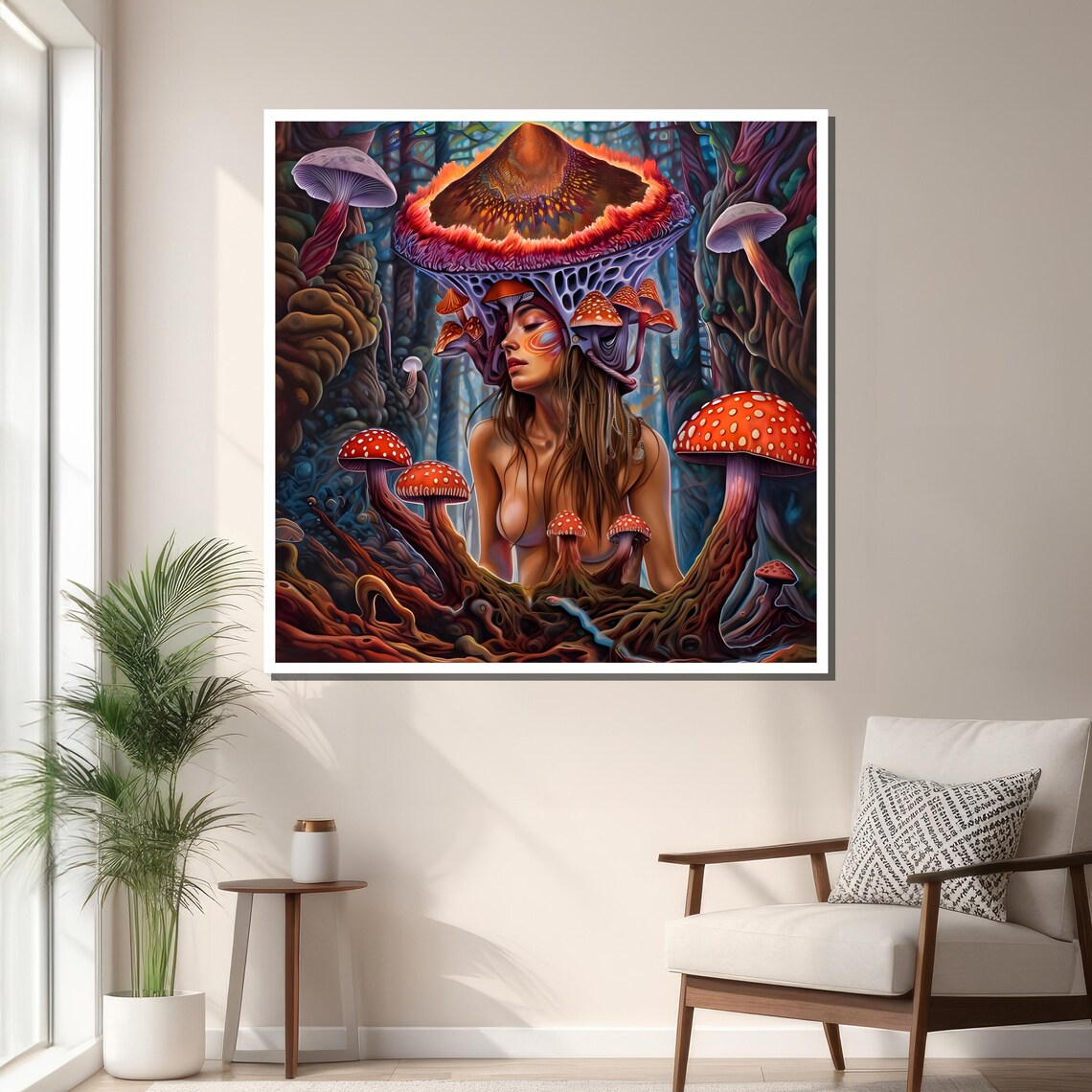 Surreal Woman And Mushroom Fusion, Psychedelic Art - Image 3