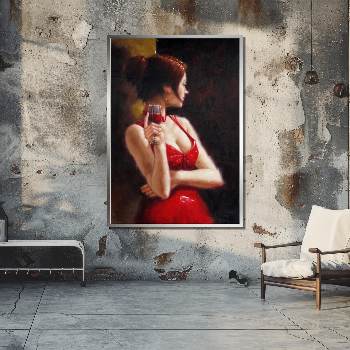 Elegant Woman In Red Dress, Classic Impressionist - Image 6