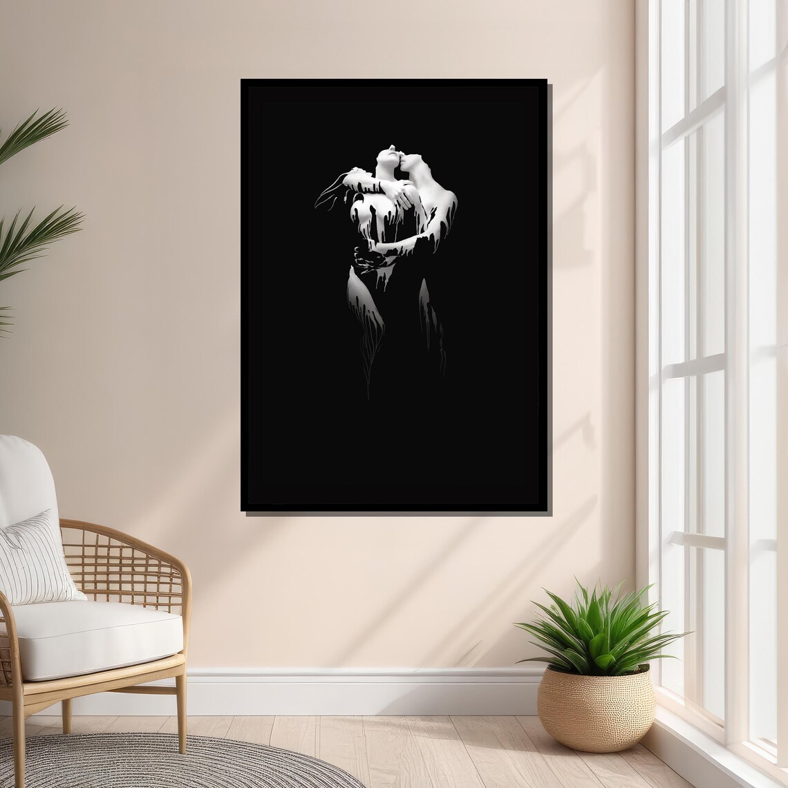 Abstract Lovers Embrace, Minimalist Surrealist Art - Image 3