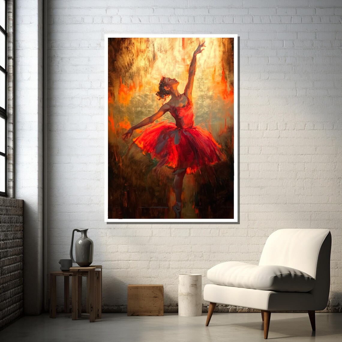 Passionate Ballerina In Red Tutu, Dance Art Print - Image 2