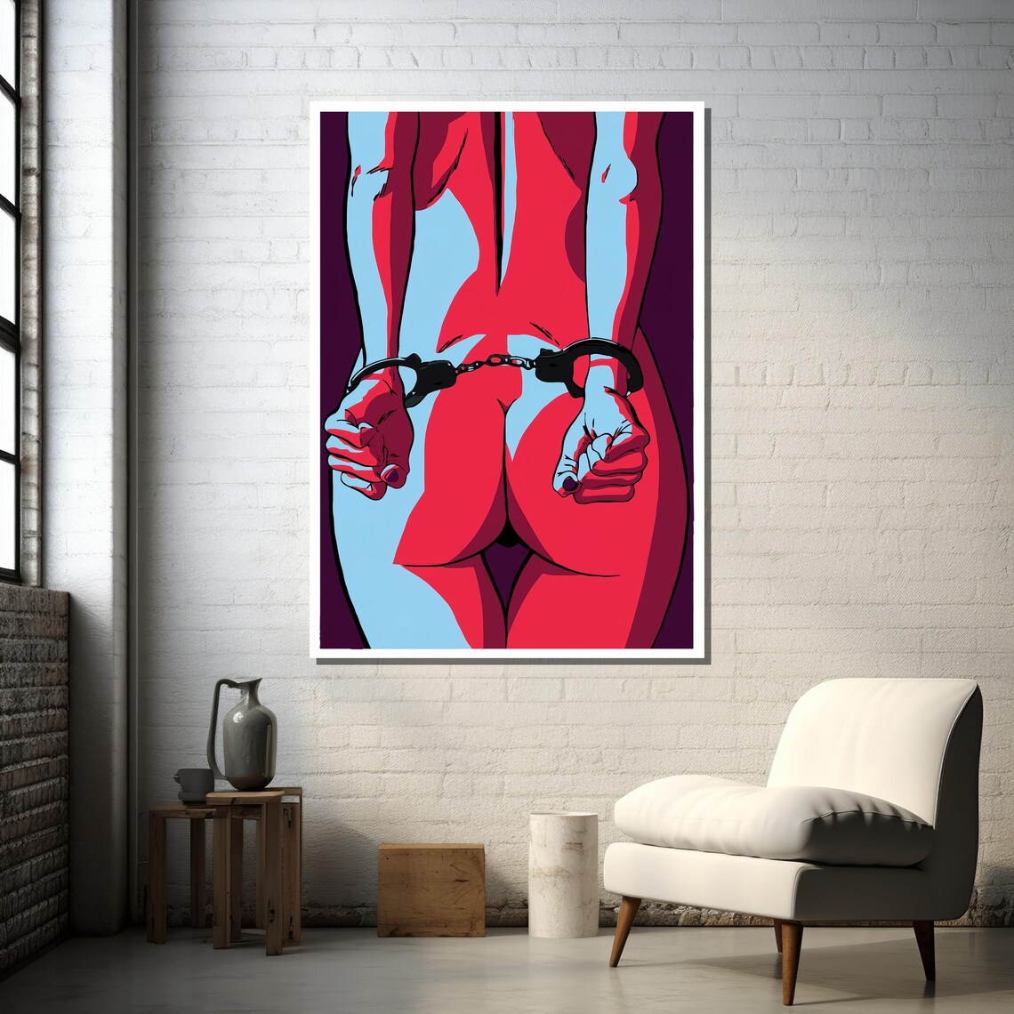 Bold Pop Art Handcuffed Figure - Poster Print - Image 3