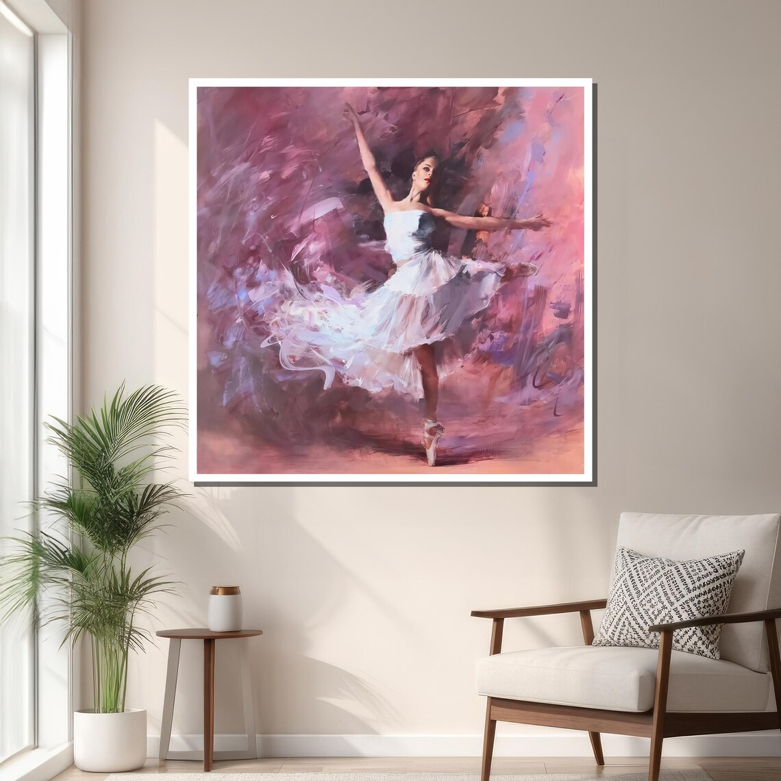 Elegant Ballerina in White, Abstract Dance Art - Image 3