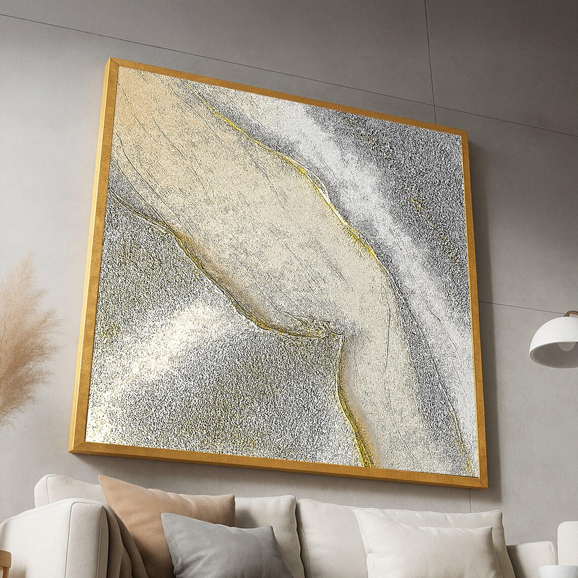 Elegant Abstract Marble Art Print, Gold Vein Texture