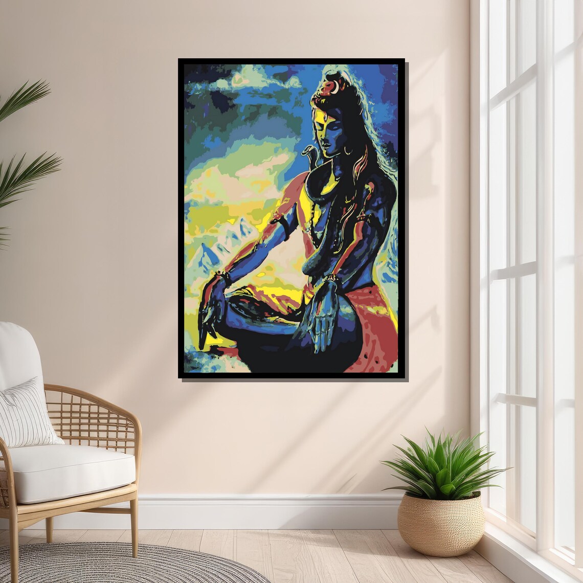 Lord Shiva Meditation Art, Abstract Spiritual Artwork - Image 4