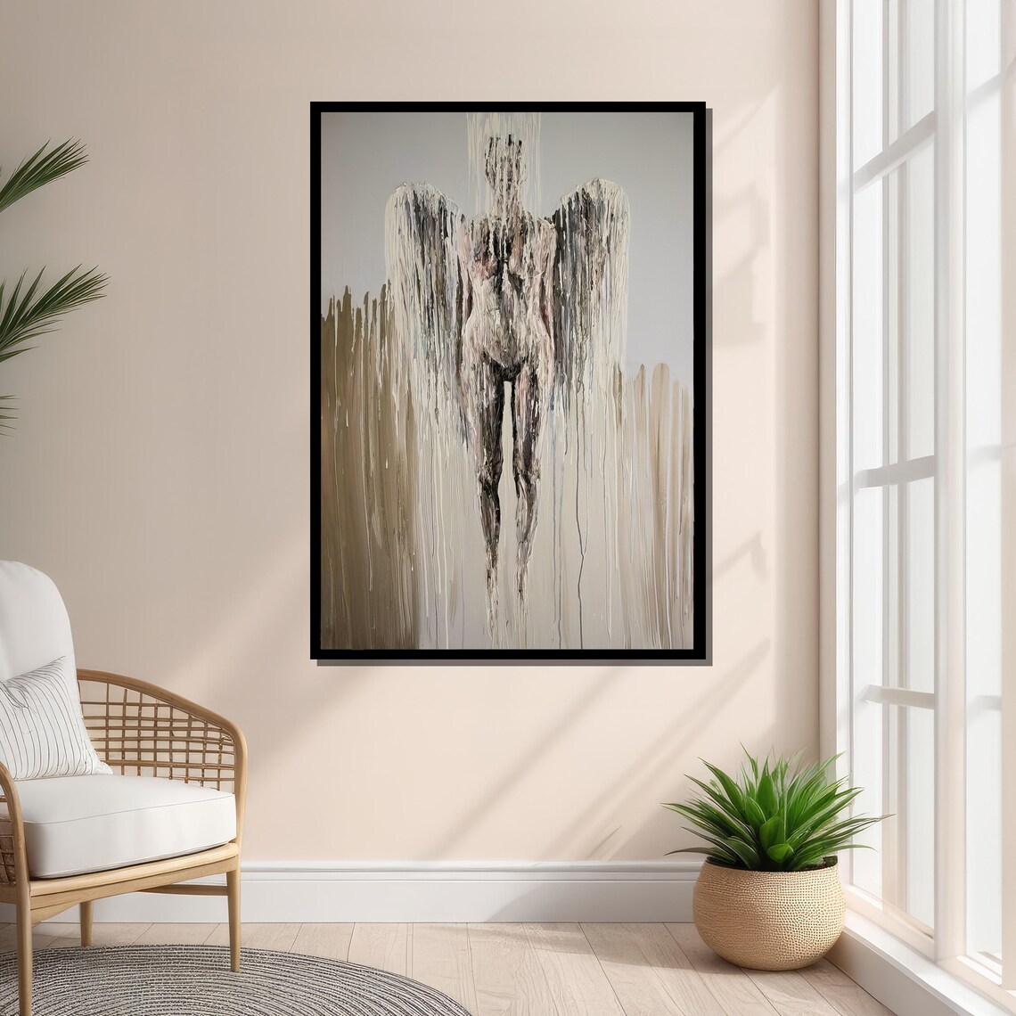 Abstract Angel Art Print, Textured Modern Religious Decor - Image 4
