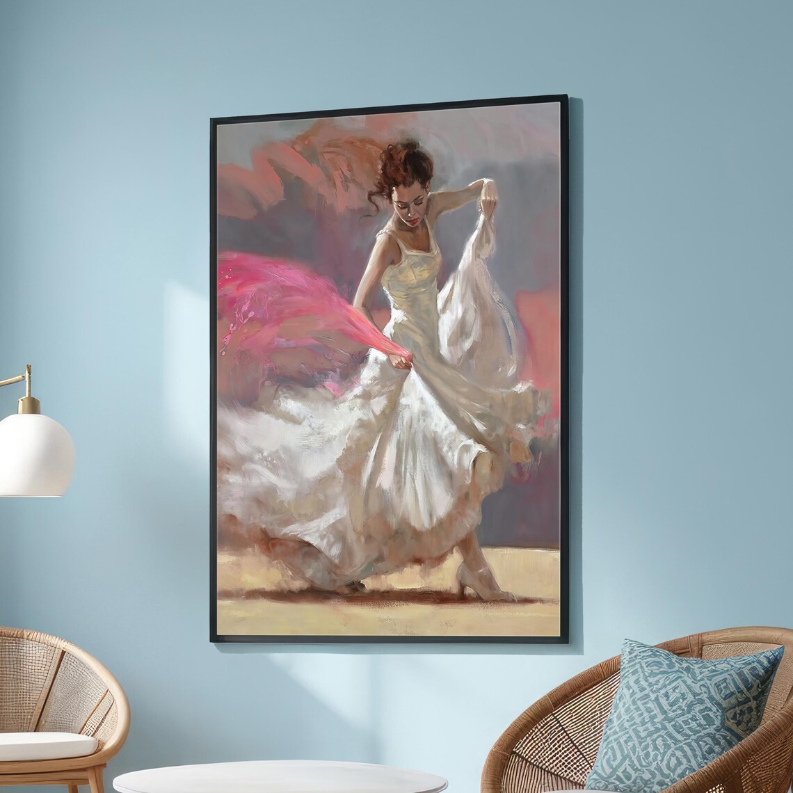 Graceful Woman in Flowing Dress, Impressionist Art