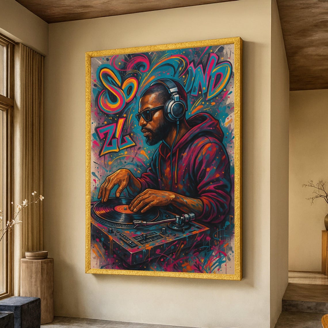 Bold Hip Hop DJ Turntable Graffiti Street Art Music Lover Poster