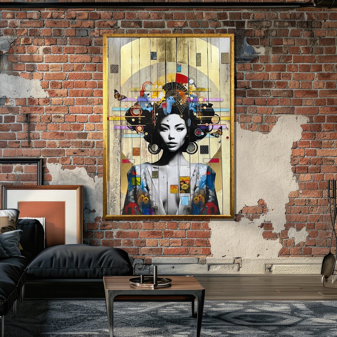 Abstract Modern Portrait Of A Woman With Butterflies - Image 5