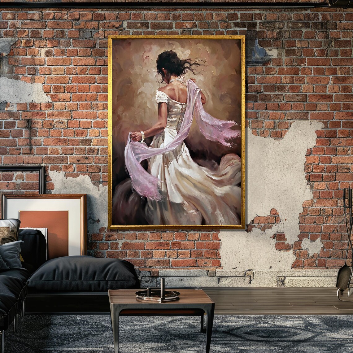 Romantic Woman In Flowing Dress, Impressionist Painting - Image 6