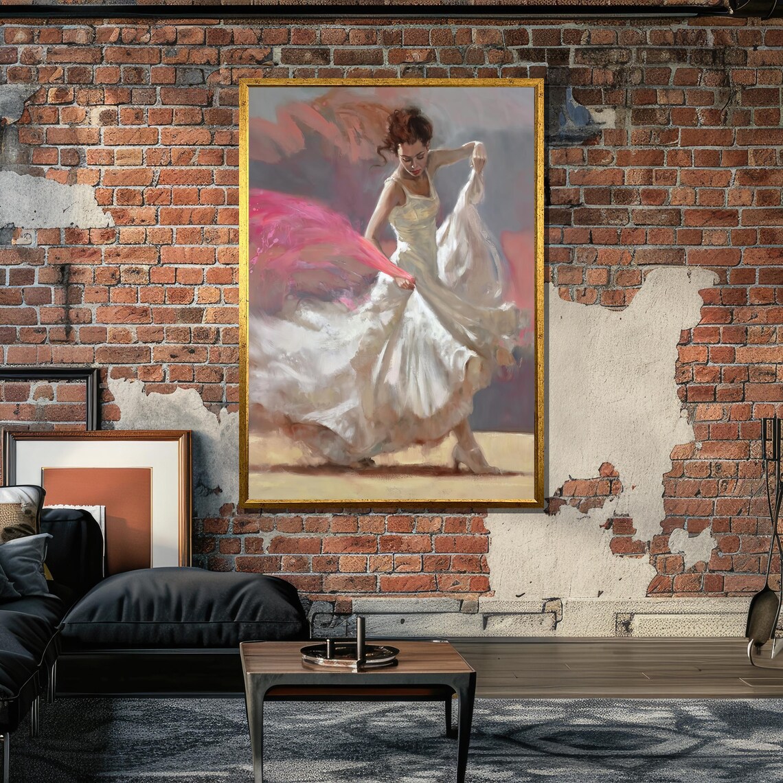 Graceful Woman in Flowing Dress, Impressionist Art - Image 4