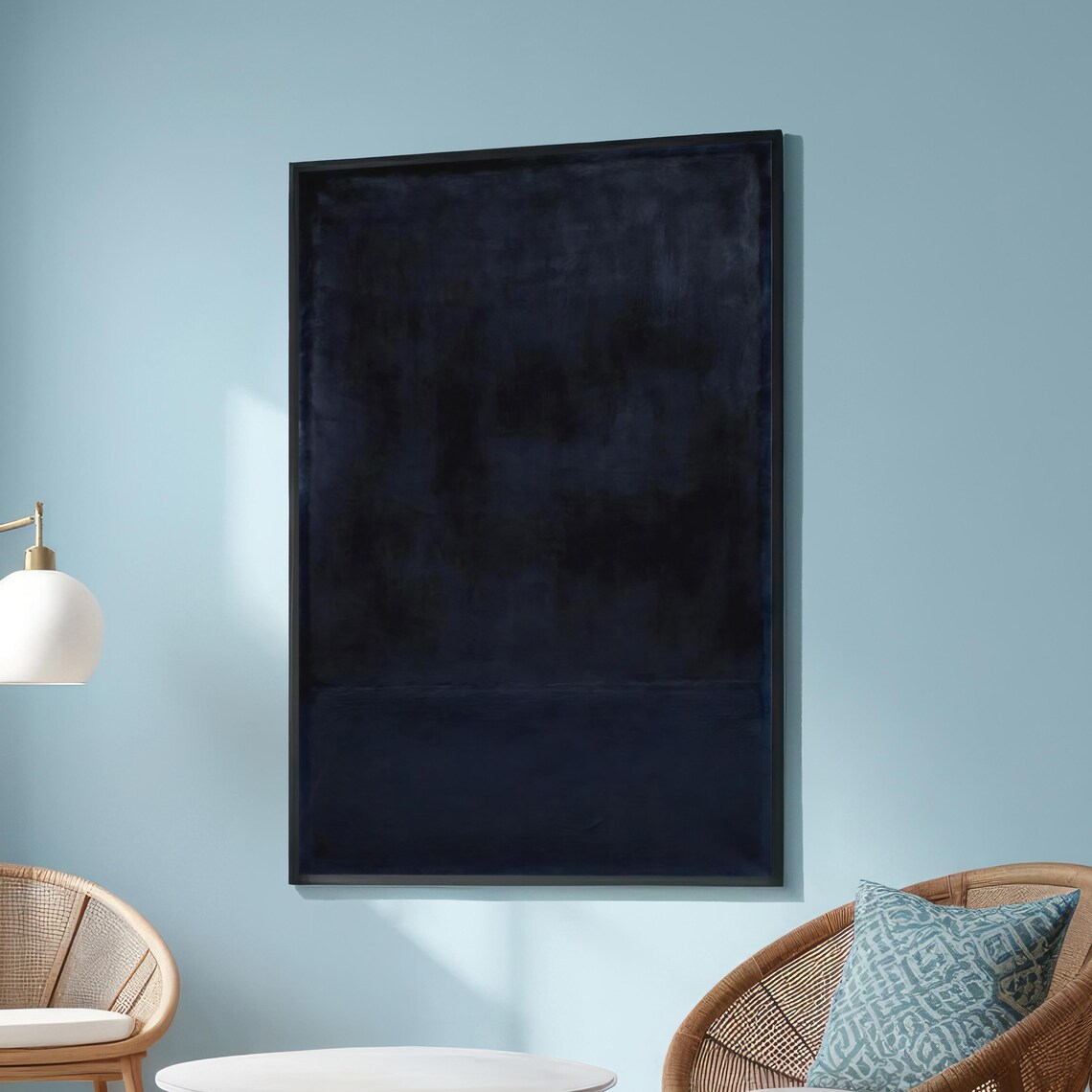 Abstract Dark Blue Print, Minimalist Color Field Art