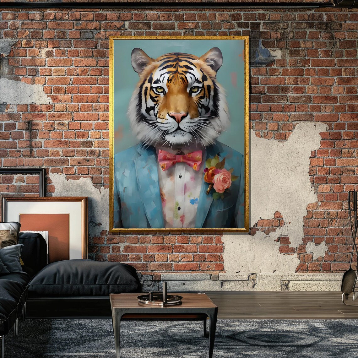 Anthropomorphic Tiger in Blue Suit, Surreal Portrait - Image 5