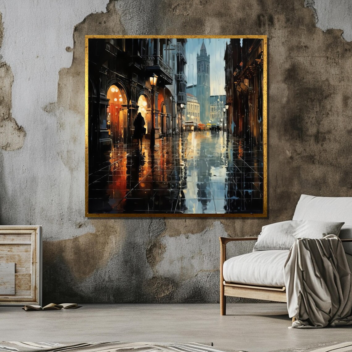 Rainy Cityscape With Glowing Lights, Urban Scene - Image 6