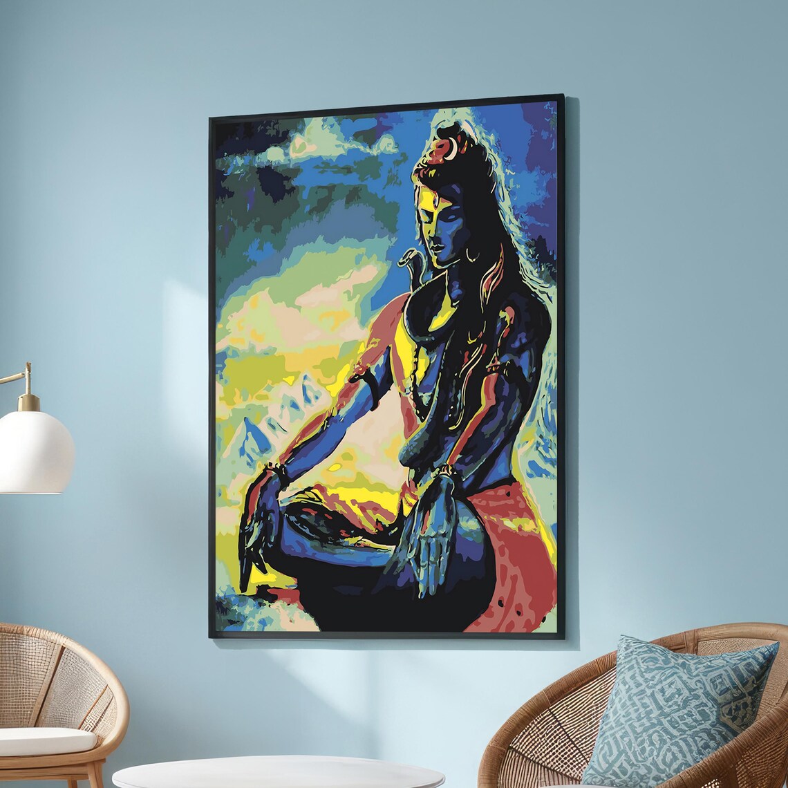 Lord Shiva Meditation Art, Abstract Spiritual Artwork