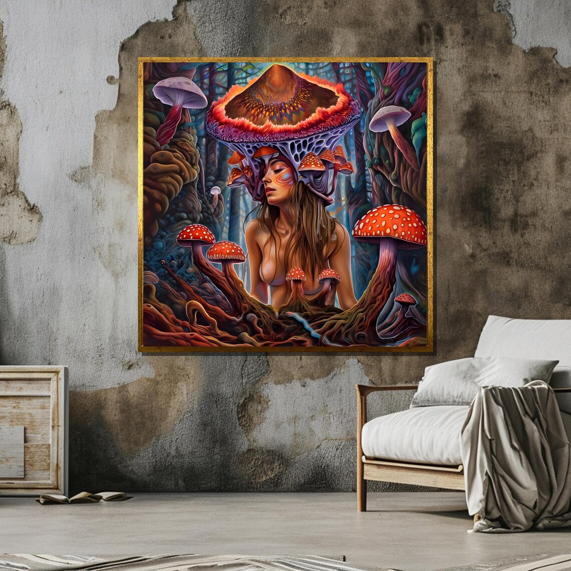 Surreal Woman And Mushroom Fusion, Psychedelic Art - Image 6