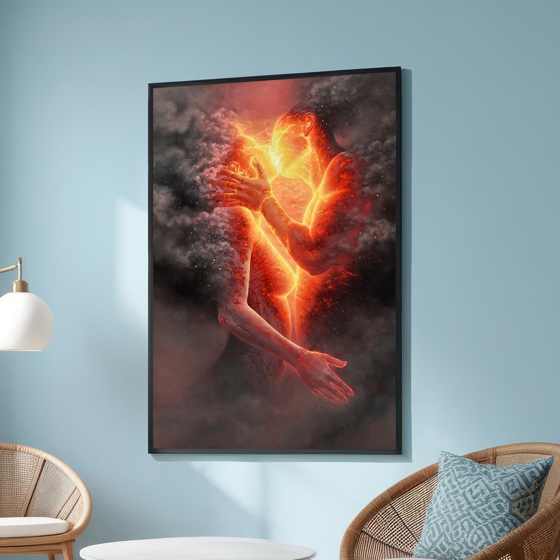 Fiery Lovers Embrace, Surreal Molten Lava Fantasy