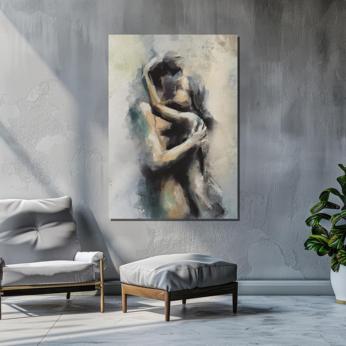 Romantic Abstract Couple - Impressionist Art - Image 2