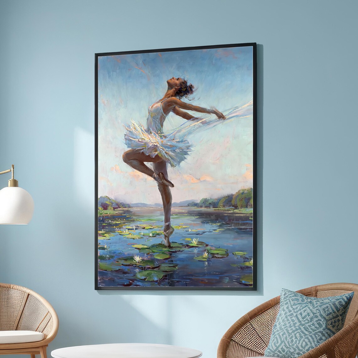 Graceful Ballerina on Water Lily Pad, Dreamy Ballet