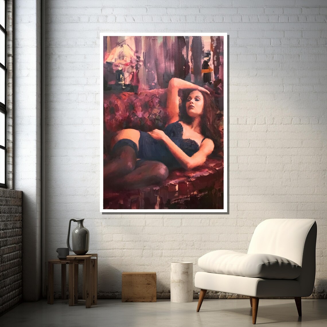 Luxurious Lingerie Art, Intimate Woman Lounging - Image 4