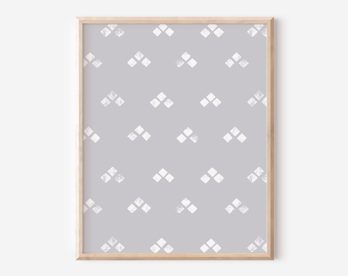 Boho Block Pattern Grey Geometric Modern Minimalist Decor Poster