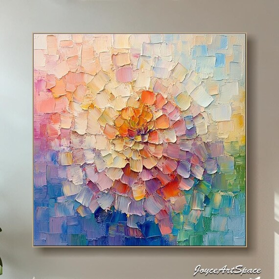 Abstract Colorful Oil Painting On Large Boho Textured Wall Art Contemporary Oil Art Modern Wall Decor For Livingroom Original Artwork