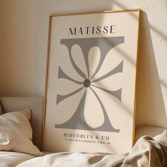 Matisse Grey Abstract Flower Cutout Berggruen Paris Exhibition Poster