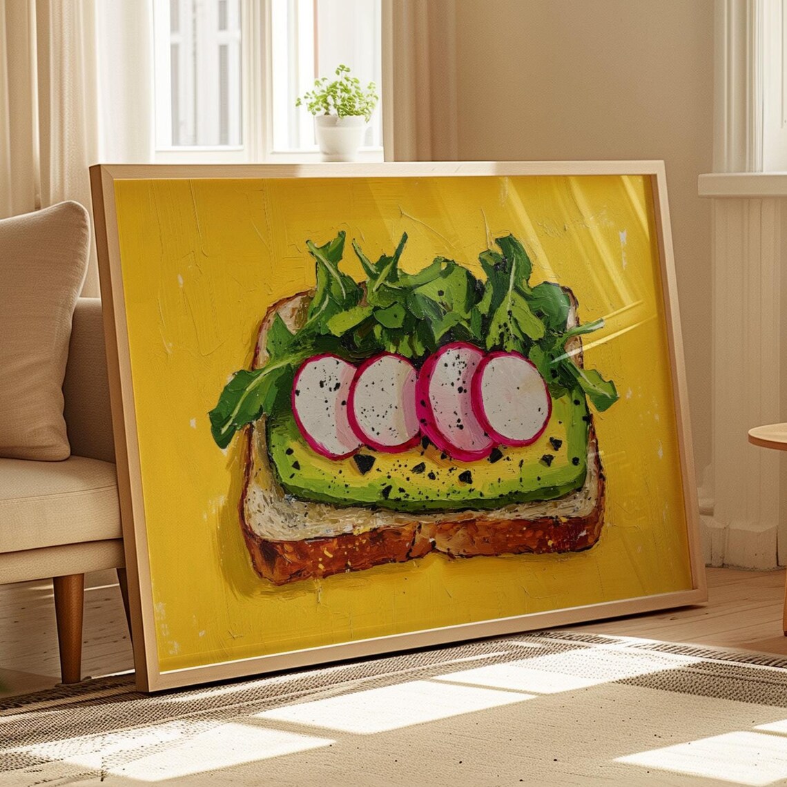 Avocado Toast Print Breakfast Painting Avocado Art Vegan Food Prints Trendy Kitchen Decor Maximalist Art Cute Cafe Decor Dining Room Prints - Image 3
