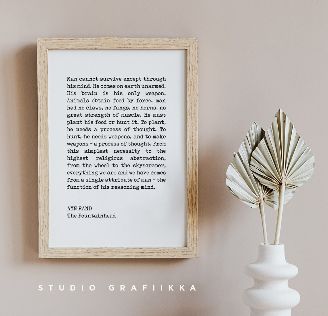 Ayn Rand The Fountainhead Reasoning Mind Typewriter Quote Poster - Image 2