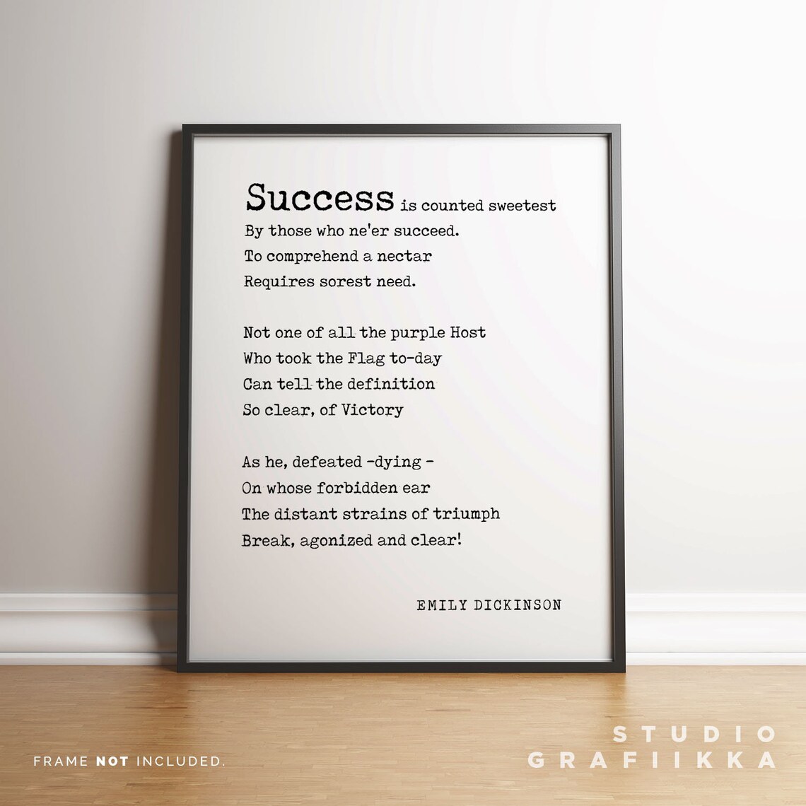 Emily Dickinson Success Is Counted Sweetest Victory Poem Poster - Image 3
