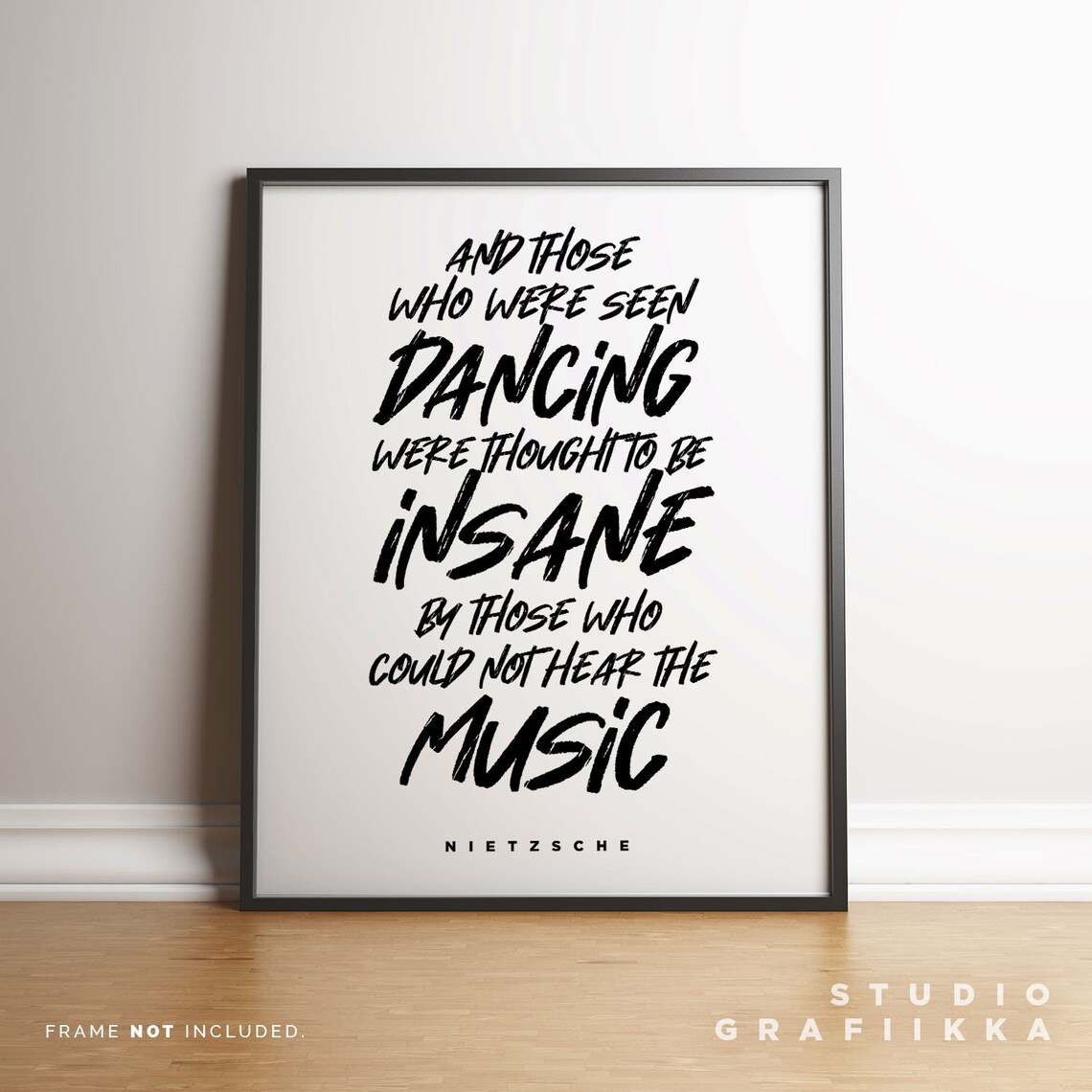Friedrich Nietzsche Dancing Quote Bold Brush Typography Art Print - Image 3