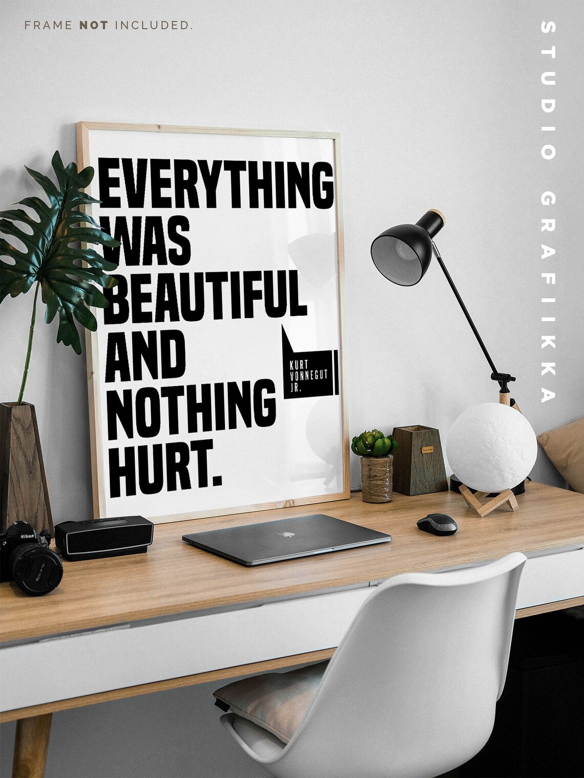 Kurt Vonnegut Everything Was Beautiful And Nothing Hurt Bold Quote Poster - Image 3