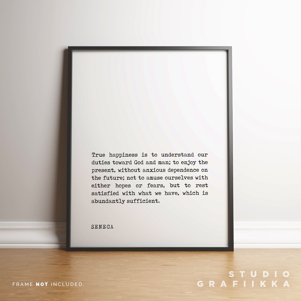 Seneca True Happiness Duty Present Moment Stoic Philosophy Quote Print - Image 3