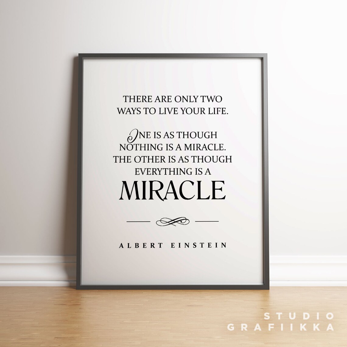 Albert Einstein Quote Print Everything Is A Miracle Minimalist Typographic Print Motivational Inspiring Quote Unframed Poster - Image 2