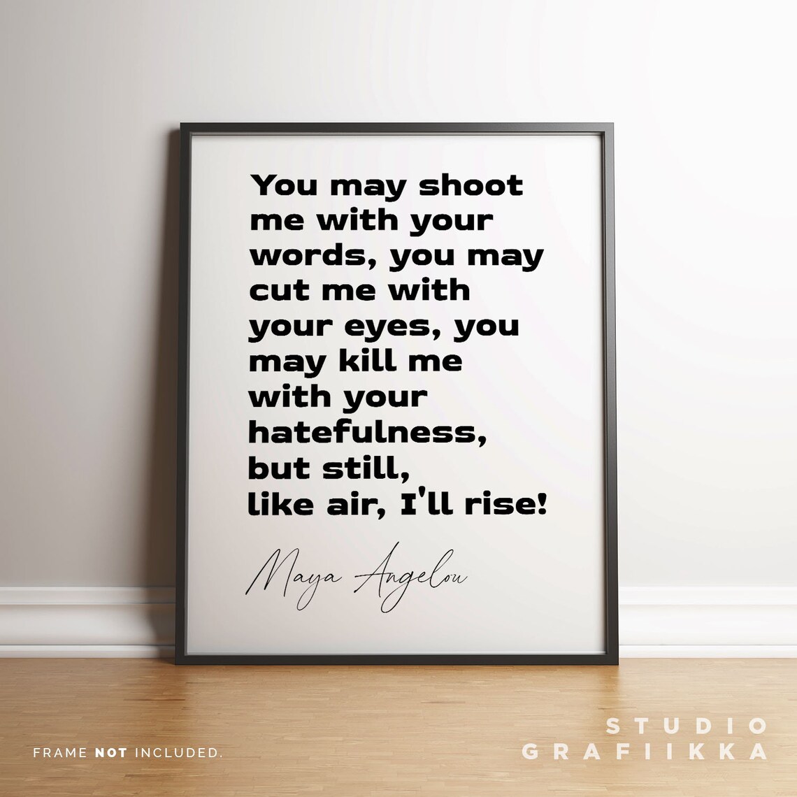 Maya Angelou Still I Rise Excerpt Bold Black Typography Poster - Image 3