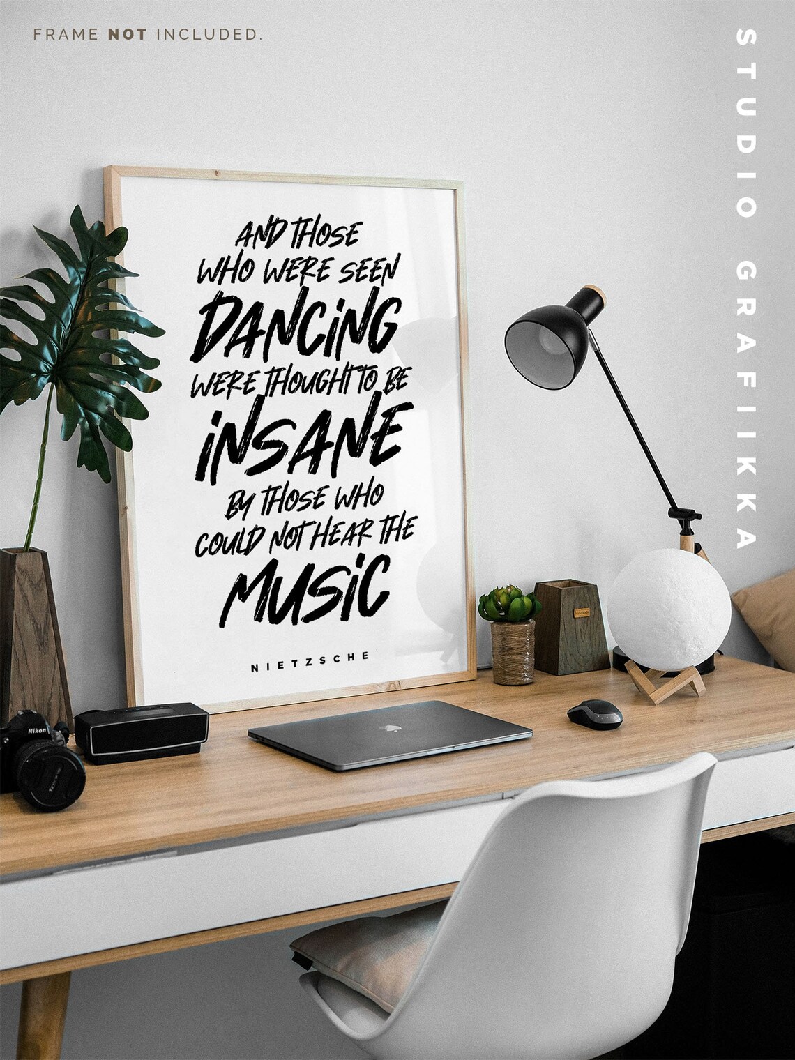 Friedrich Nietzsche Dancing Quote Bold Brush Typography Art Print - Image 2