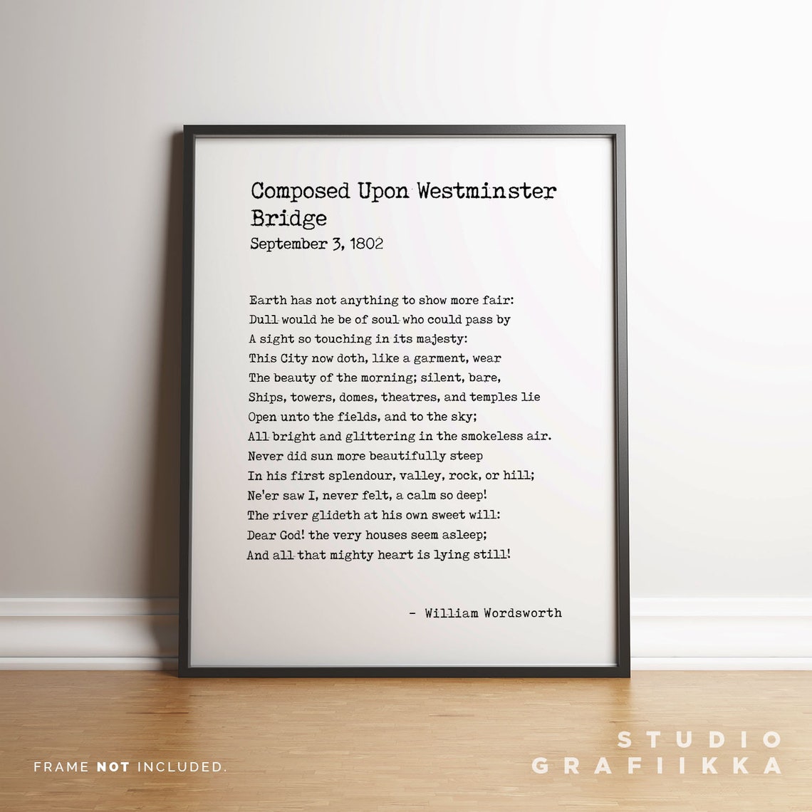 Composed Upon Westminster Bridge William Wordsworth Poem Unframed Print Literary Poster Peace And Tranquility - Image 3