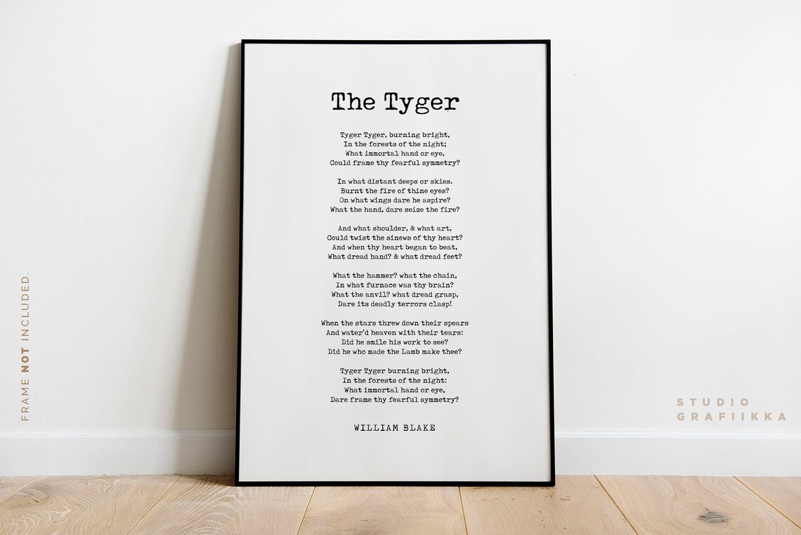 William Blake The Tyger Burning Bright Poem Typography Print - Image 2