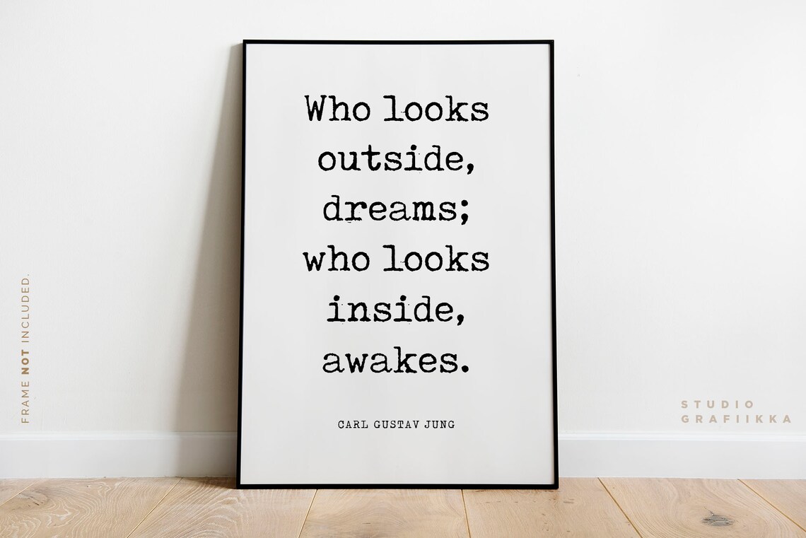 Carl Gustav Jung Who Looks Outside Dreams Inside Awakes Typewriter Poster - Image 2