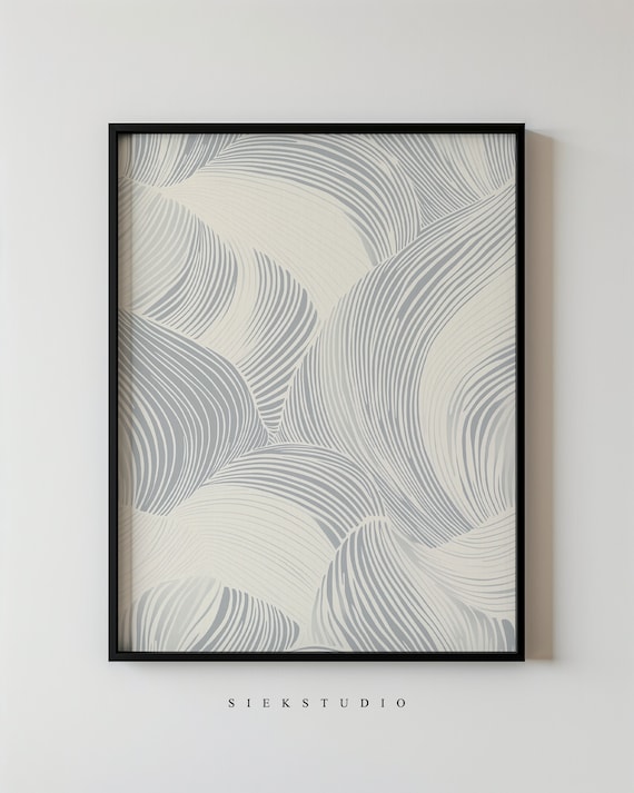 Serenity Waves Abstract Art Print Minimalist Boho Decor Neutral Scandinavian Wall Instant Living Room Minimalism