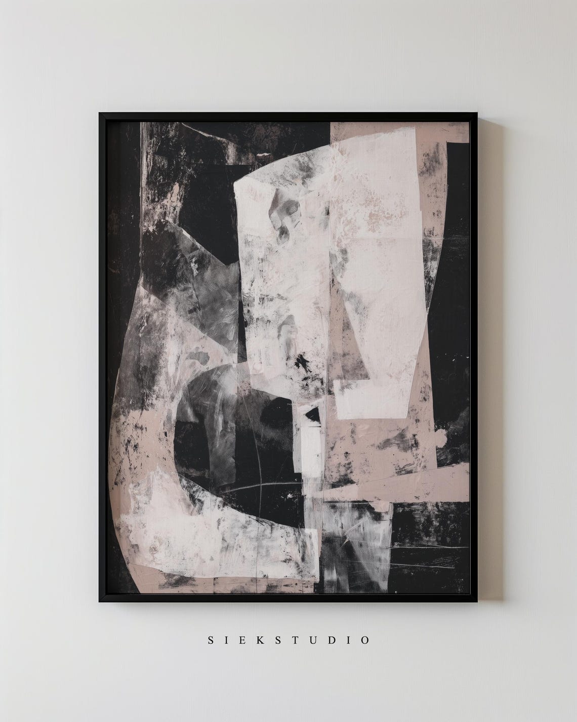 Monochrome Geometric Collage Abstract Neutral Modern Wall Art