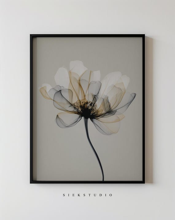 Flower Bloom Art Modern Floral Minimalist Abstract Wall Artwork Print For Home Decor
