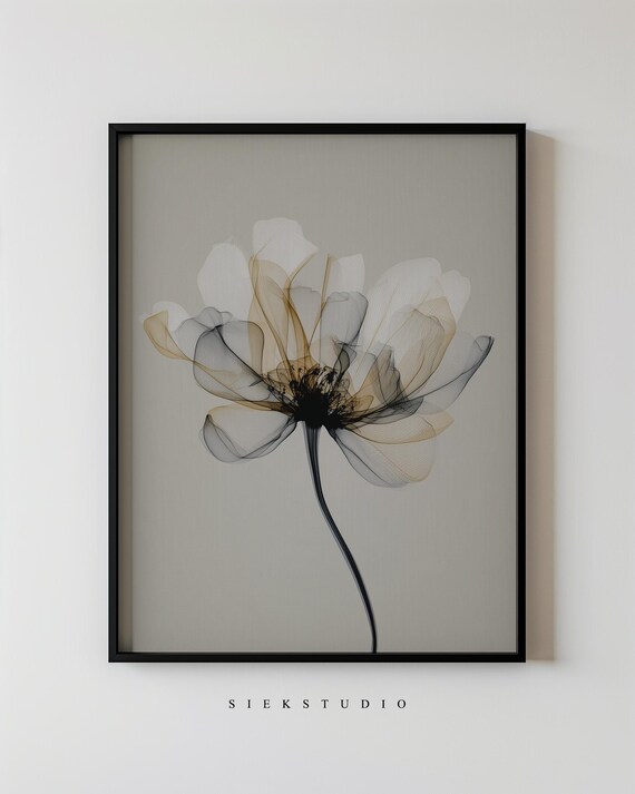 Translucent Flower Bloom Minimalist Beige Abstract Botanical Poster
